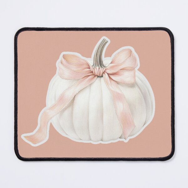 Item preview, Sketch of a white pumpkin with a light pink coquette style bow on top designed and sold by JMMDesigns55.