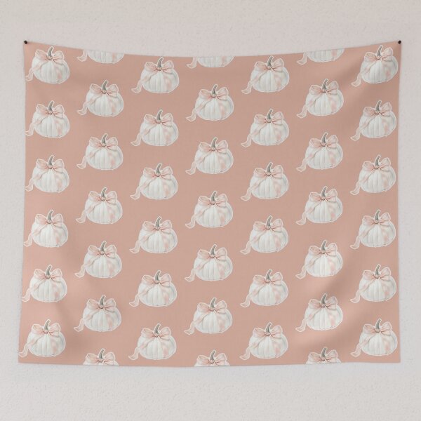 Item preview, Sketch of a white pumpkin with a light pink coquette style bow on top designed and sold by JMMDesigns55.