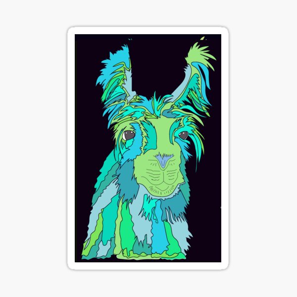 Xian, #xianthelyndochllama, suri llama, done in blues and greens, stunning boy. Sticker