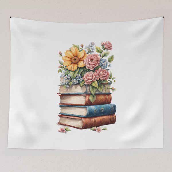 Item preview, Pointillism Floral Book Pile Watercolor designed and sold by Mechanical-Artt.