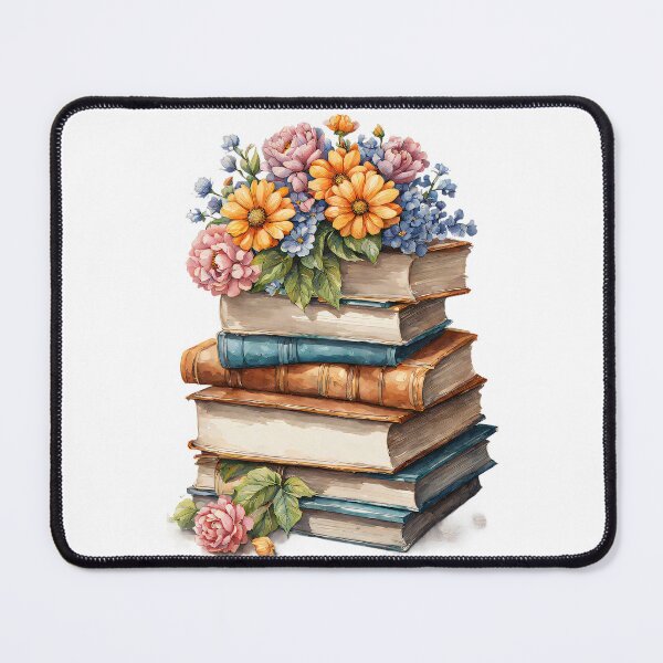 Item preview, Pointillism Floral Book Stack Watercolor Art designed and sold by Mechanical-Artt.