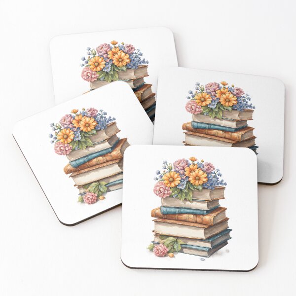 Item preview, Pointillism Floral Book Stack Watercolor Art designed and sold by Mechanical-Artt.