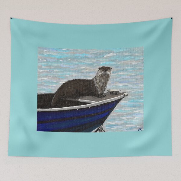 Item preview, Otter on a Boat Painting designed and sold by Art by Kirsten Sneath.