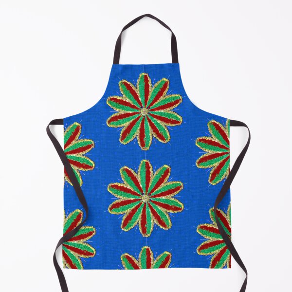 Item preview, Red Green Yellow Flower Blue Background designed and sold by Victoria Rose.