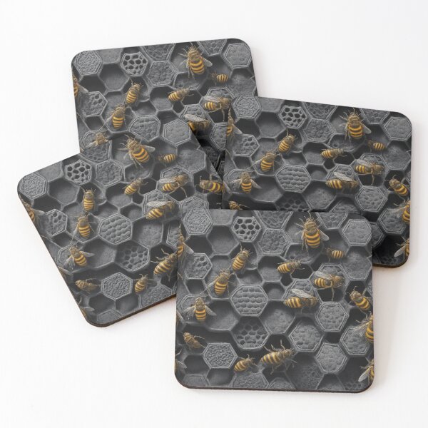 Item preview,  Gray and Black Hive Printed Textile Pattern designed and sold by hjian8219.