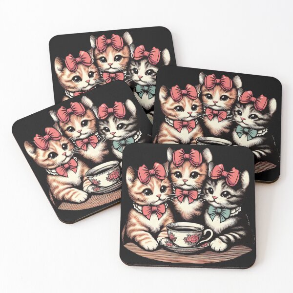 Item preview, Vintage Kittens Tea Party designed and sold by Nostalgia Busters.