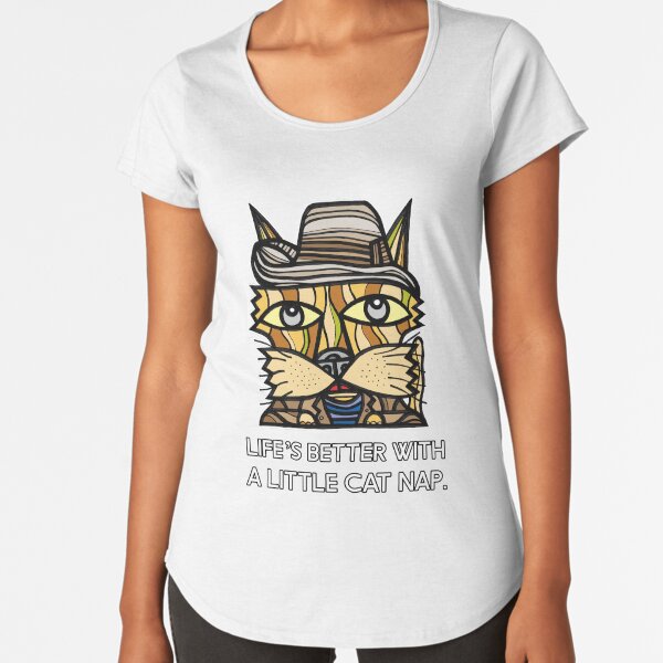 "Life's Better with a Little Cat Nap." Premium Scoop T-Shirt
