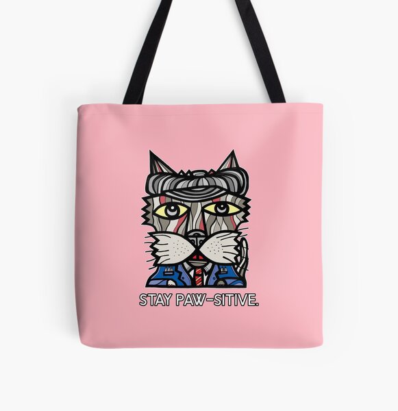 "Stay Paw-sitive" All Over Print Tote Bag