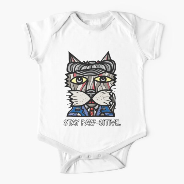 "Stay Paw-sitive" Short Sleeve Baby One-Piece