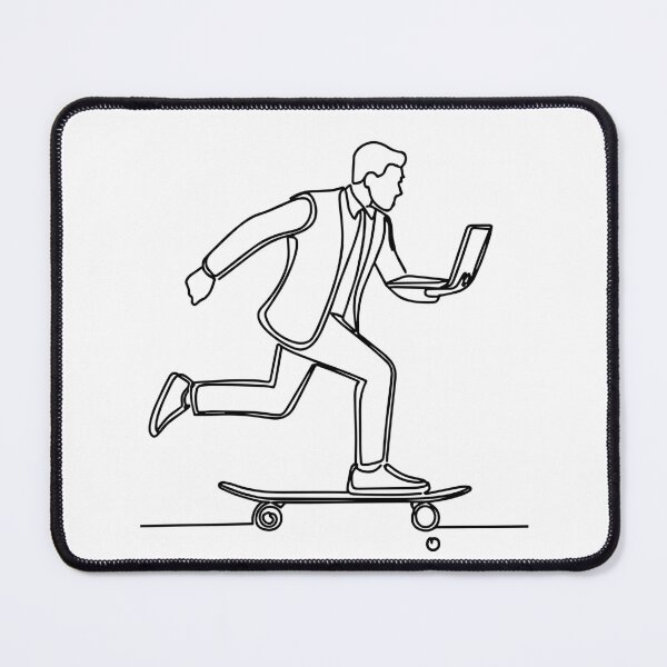 Item preview, man wearing a suit holding a laptop on a fast skateboard designed and sold by rasagamastore.