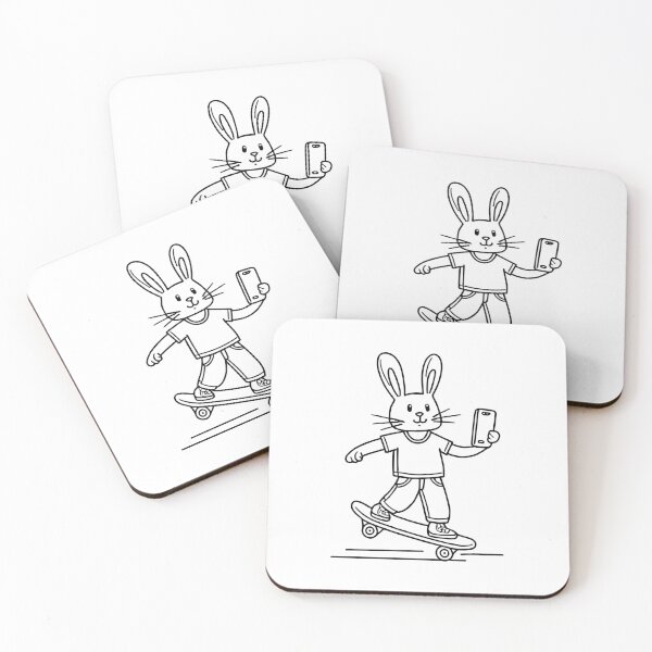 Item preview, cool rabbit selfie on skateboard designed and sold by rasagamastore.