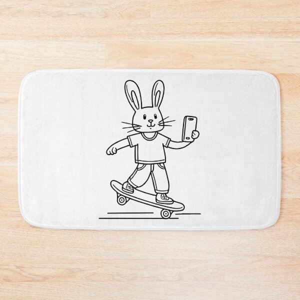 Item preview, cool rabbit selfie on skateboard designed and sold by rasagamastore.