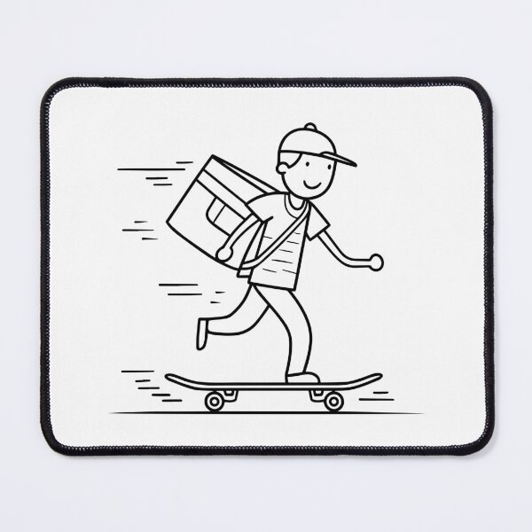 Item preview, postman carrying a bag moving fast on a skateboard designed and sold by rasagamastore.