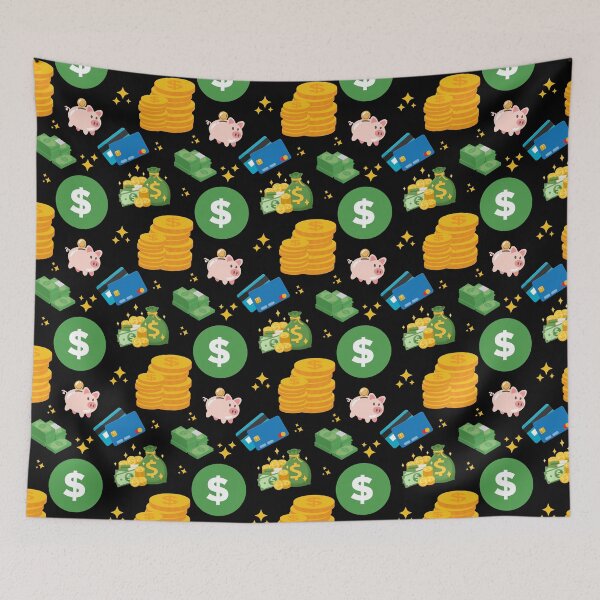 Item preview, Fun Money and Finance Print on Black Background - Savings, Investment and Wealth designed and sold by CritterFish.