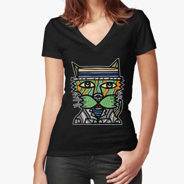 "Sharp Kat" Fitted V-Neck T-Shirt