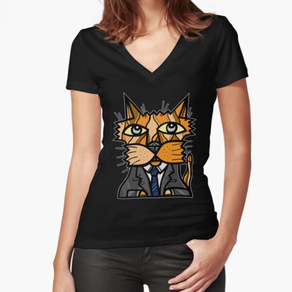 "Sassy Kat" Fitted V-Neck T-Shirt