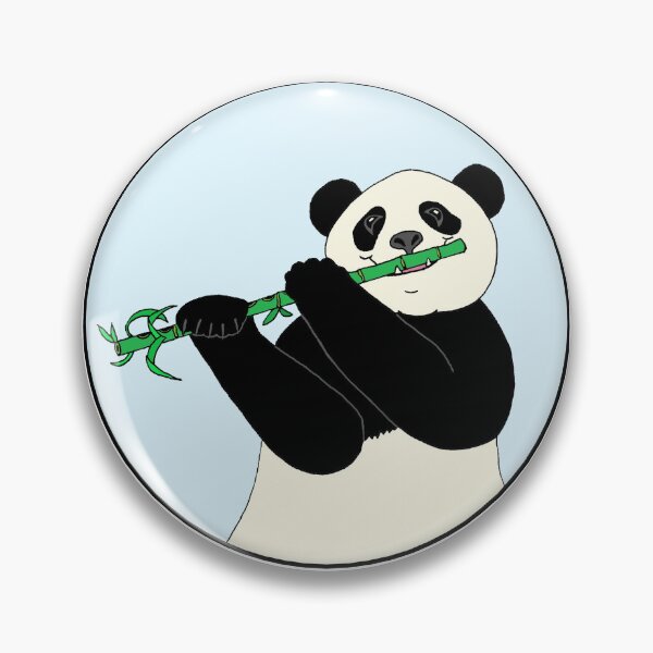 Artikelvorschau, Lächelnder Panda spielt Bambusflöte mit blauem Himmel, Kreis-Stanzer entworfen und verkauft von JoyousArt4u.