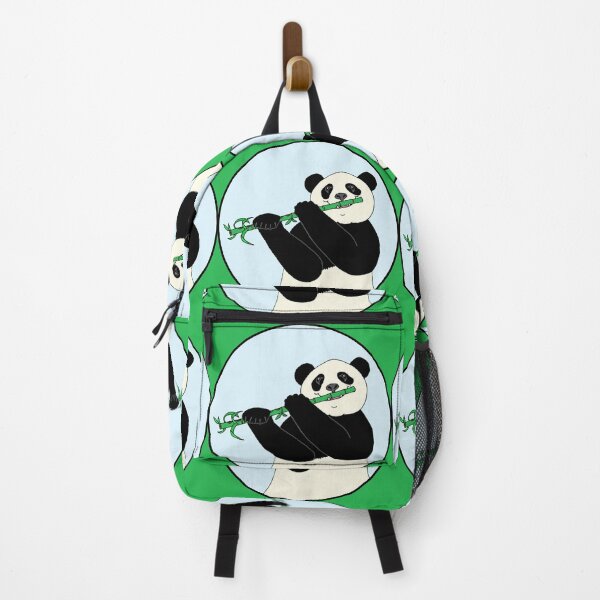 Item preview, Smiling Panda Playing a Bamboo Flute with Blue Sky Circle Die Cut designed and sold by JoyousArt4u.