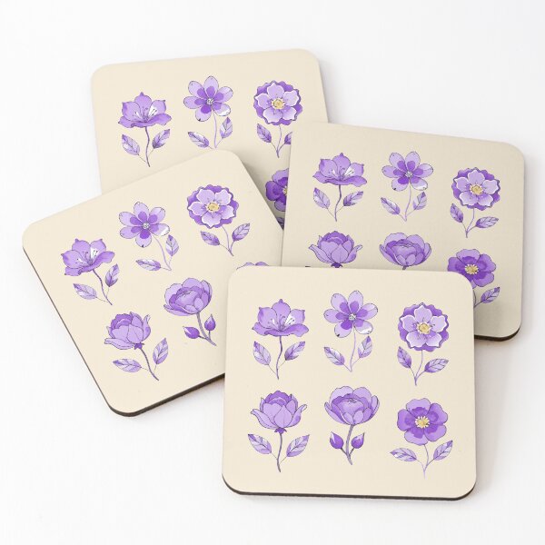 Item preview, cute little purple flowers watercolor set plant lovers  designed and sold by rlav123.