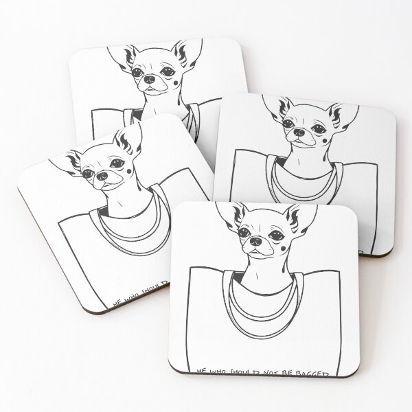 Item preview, He Who Should Not Be Bagged | Cute Dog Chihuahua Fashion Quote Line Art, Pet Animal Movie Pun Funny, Typography Letters Phrase Dialogue Words, Contemporary Modern Minimal Black & White Art Print designed and sold by 83oranges.com.