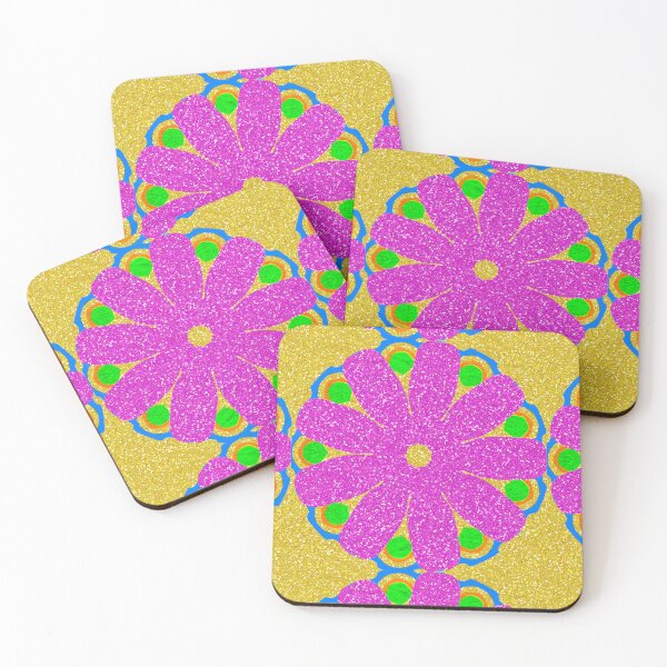 Item preview, Glittery Pink Flowers / Pink Glitter Flowers hand drawn designed and sold by Victoria Rose.