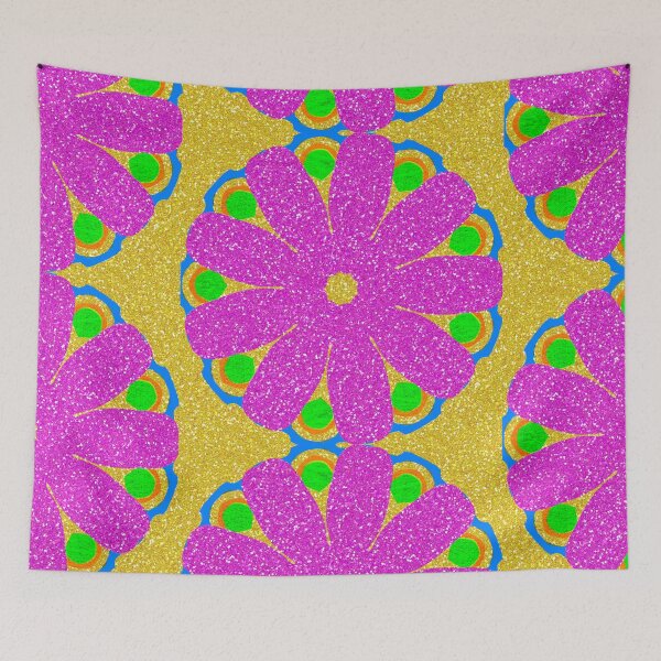 Item preview, Glittery Pink Flowers / Pink Glitter Flowers hand drawn designed and sold by Victoria Rose.