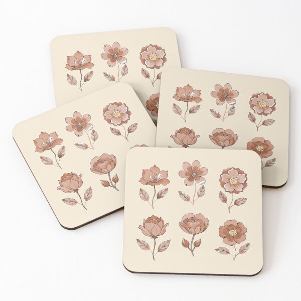 Item preview, cute little sepia flowers watercolor set plant lovers  designed and sold by rlav123.
