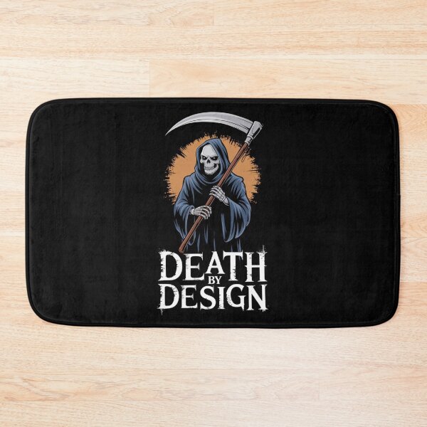 Item preview, Grim reaper holding a scythe in dark attire with a striking orange background, illustrating the concept of death by design designed and sold by Reichcorp.