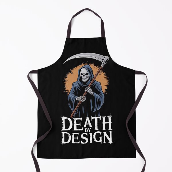 Item preview, Grim reaper holding a scythe in dark attire with a striking orange background, illustrating the concept of death by design designed and sold by Reichcorp.