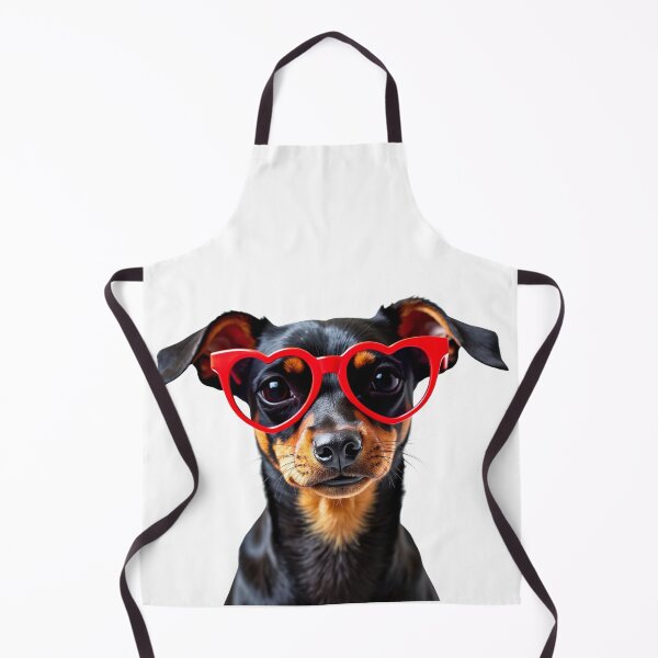 Item preview, Funny cool Miniature Pinscher dog wearing a heart shape sunglasses designed and sold by LazyOwlStore.