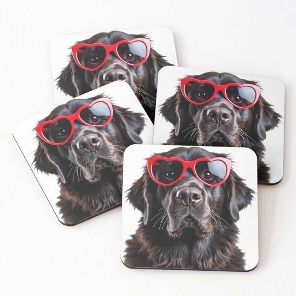 Item preview, Funny cool Newfoundland dog wearing a heart shape sunglasses designed and sold by LazyOwlStore.
