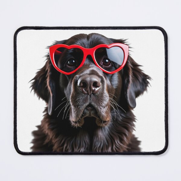 Item preview, Funny cool Newfoundland dog wearing a heart shape sunglasses designed and sold by LazyOwlStore.