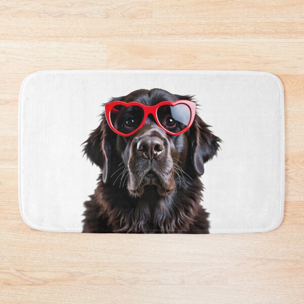 Item preview, Funny cool Newfoundland dog wearing a heart shape sunglasses designed and sold by LazyOwlStore.