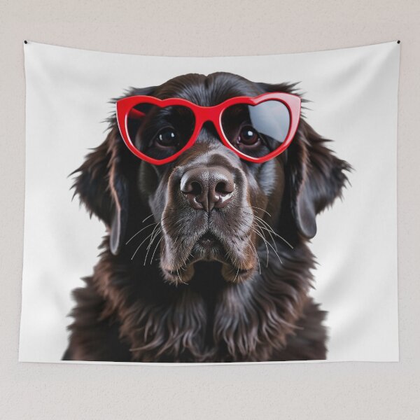 Item preview, Funny cool Newfoundland dog wearing a heart shape sunglasses designed and sold by LazyOwlStore.