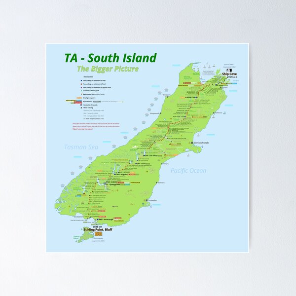 Item preview, Te Araroa South Island - TA New Zealand Map designed and sold by Inspiring Maps.