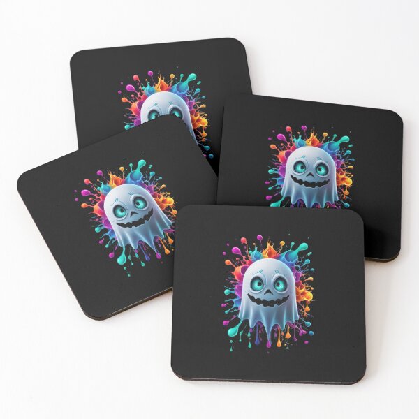 Item preview, A playful ghost character holding a sign that says Boo, set against a dark background for Halloween celebration designed and sold by Reichcorp.