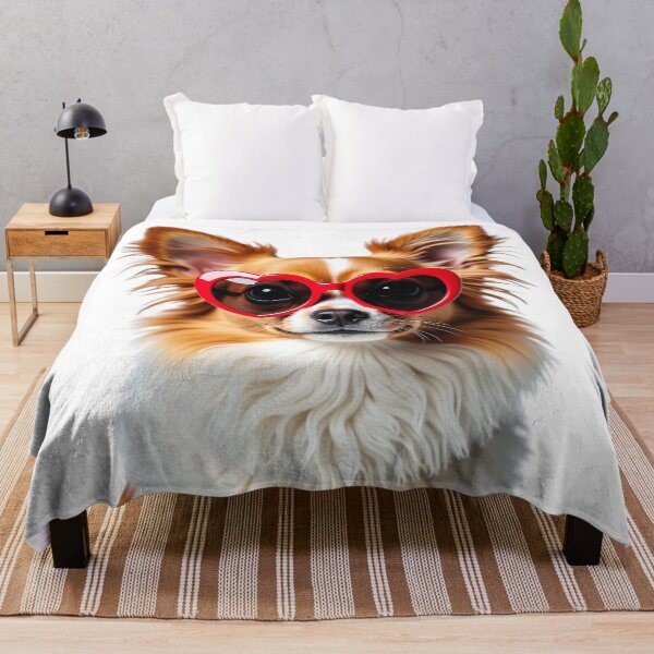 Item preview, Funny cool Papillon dog wearing a heart shape sunglasses designed and sold by LazyOwlStore.