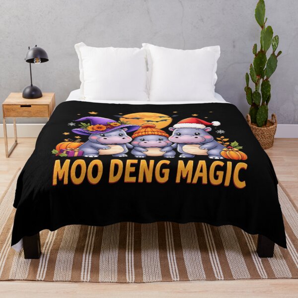 Item preview, "MOO DENG MAGIC" Hippos Dressed for Halloween, Thanksgiving, and Christmas T-Shirt – Festive Fun for the Holiday Season designed and sold by AI-volution.