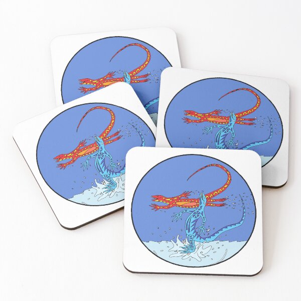 Item preview, Two Colorful Lizards Celebrating in a Big Puddle Circle Die Cut designed and sold by JoyousArt4u.