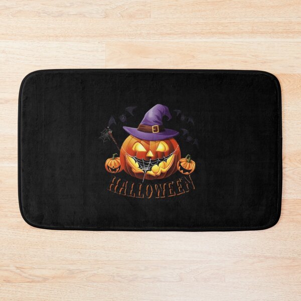 Item preview, Festive Halloween pumpkin adorned with a witch's hat and bats, showcasing a spooky atmosphere for the holiday designed and sold by Reichcorp.