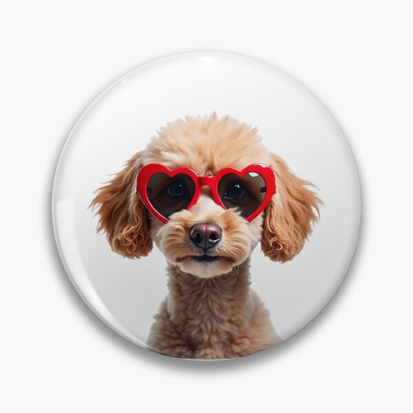Item preview, Funny cool Poodle dog wearing a heart shape sunglasses designed and sold by LazyOwlStore.