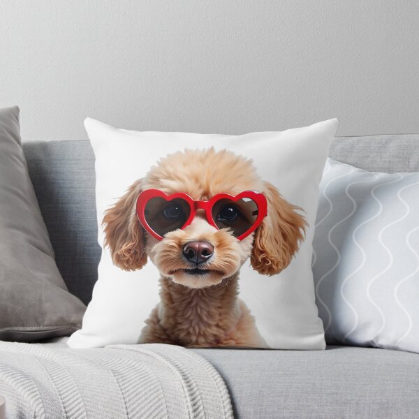 Item preview, Funny cool Poodle dog wearing a heart shape sunglasses designed and sold by LazyOwlStore.