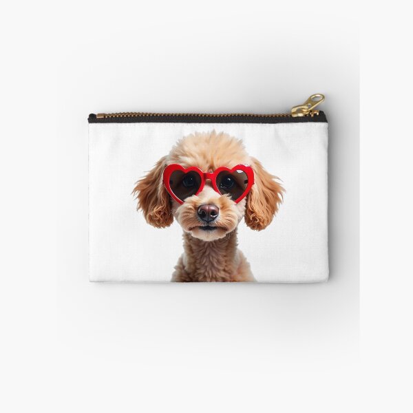 Item preview, Funny cool Poodle dog wearing a heart shape sunglasses designed and sold by LazyOwlStore.
