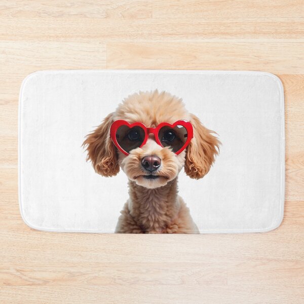 Item preview, Funny cool Poodle dog wearing a heart shape sunglasses designed and sold by LazyOwlStore.