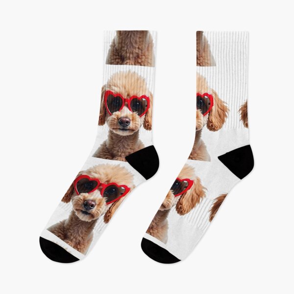 Item preview, Funny cool Poodle dog wearing a heart shape sunglasses designed and sold by LazyOwlStore.