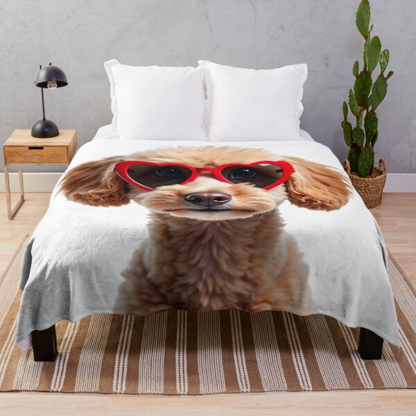Item preview, Funny cool Poodle dog wearing a heart shape sunglasses designed and sold by LazyOwlStore.