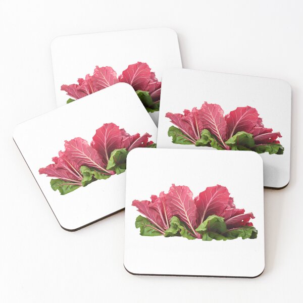 Item preview, Rhubarb leaves realistic cutout ruby leaves with light veins and some green ones designed and sold by EmeraldeaArt.