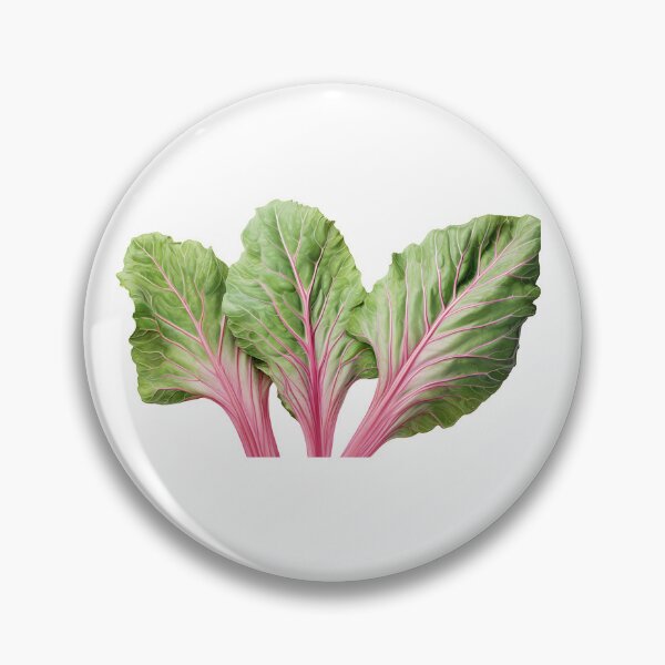 Item preview, Three realistic Rhubarb leaves cutout green leaves with light reddish veins designed and sold by EmeraldeaArt.