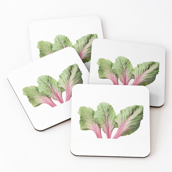 Item preview, Three realistic Rhubarb leaves cutout green leaves with light reddish veins designed and sold by EmeraldeaArt.