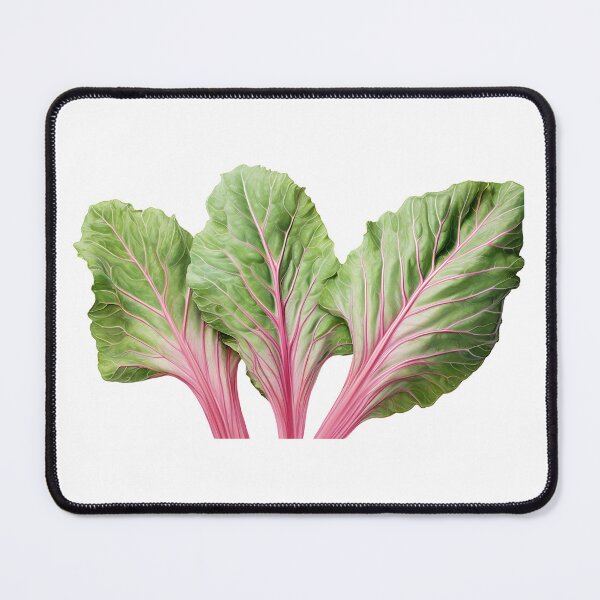 Item preview, Three realistic Rhubarb leaves cutout green leaves with light reddish veins designed and sold by EmeraldeaArt.